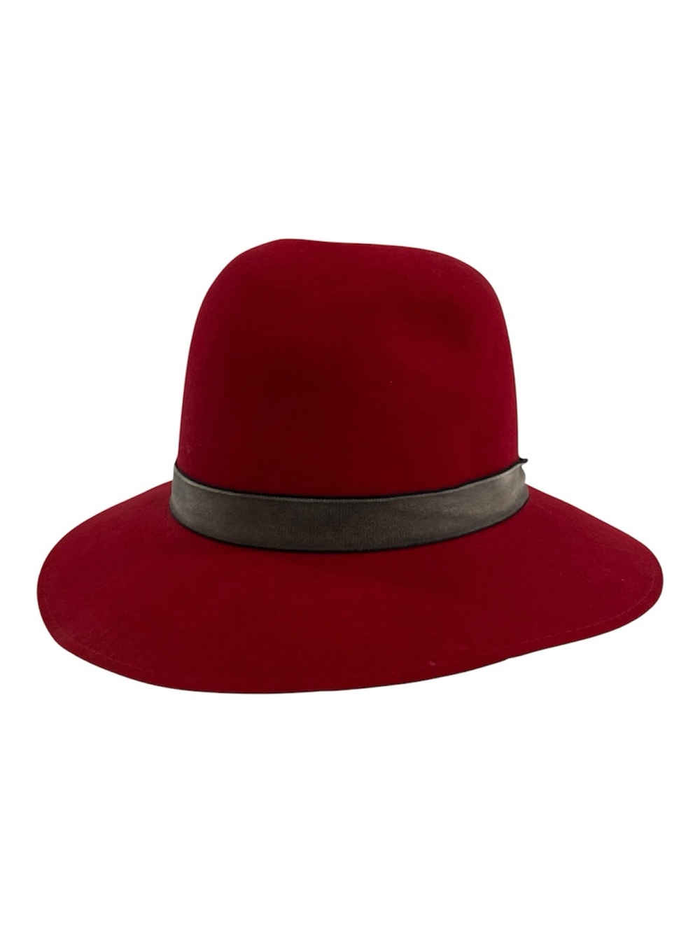 Vintage Bollman DoeSkin Red 100% Wool Felt Wide Brim Hat Made in USA
